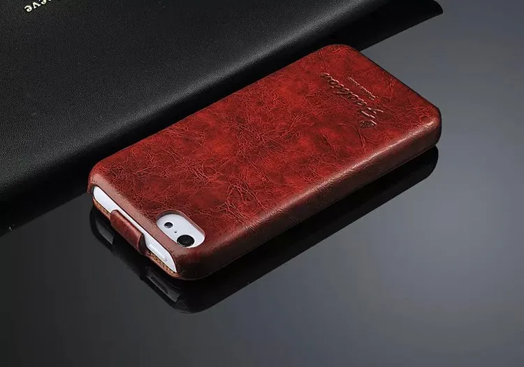 

100% Genuine Leather Vertical Flip Cover Case for Apple iPhone 5 5S SE Top Quality Fashion Brand Original Oil-wax Simplicity