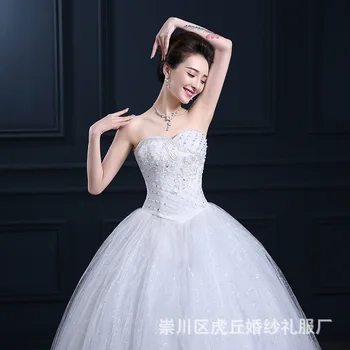 

Crystal Retail Cheap Customize Luxious Lace Ball Gown Simple Wedding Dress Bridal Gown pakaian pengantin