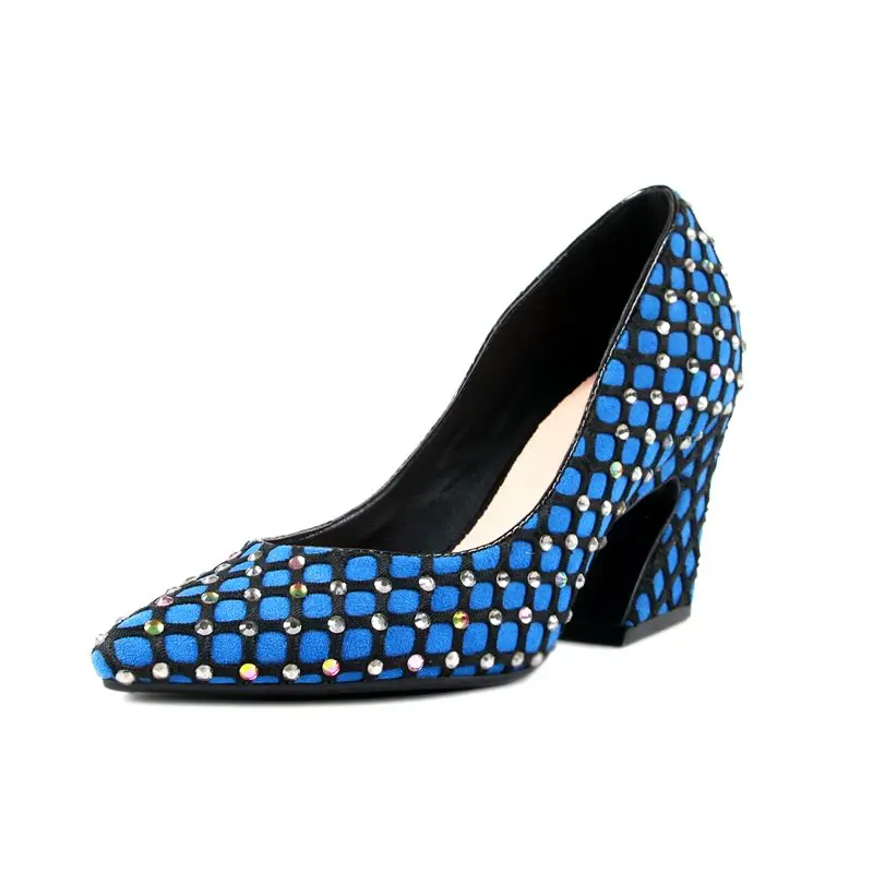 ASUMER/Большие размеры 34-43; новые модные классические женские туфли-лодочки с острым носком; синие женские туфли на высоком каблуке; весенне-летние вечерние свадебные туфли - Цвет: Синий