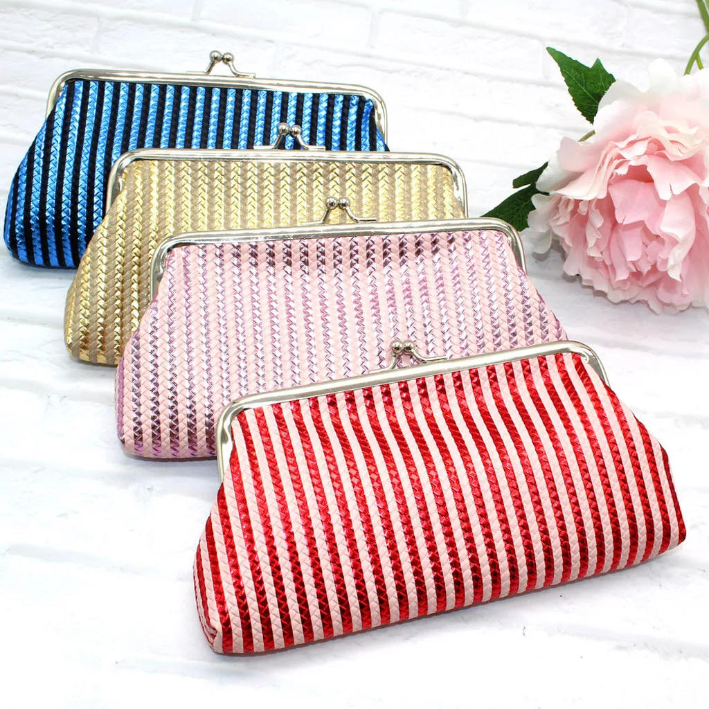 

Coneed Summer Women Retro Printing Stripe Hasp Leather Long Wallet Coin Purse Cell Phone Pocket 2019 Apr8 P40
