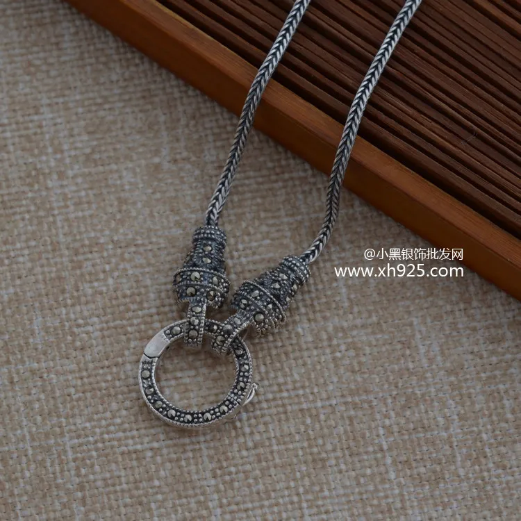 

925 sterling silver jewelry retro Thai silver chain universal wild sweater chain necklace with chain length 56cm free