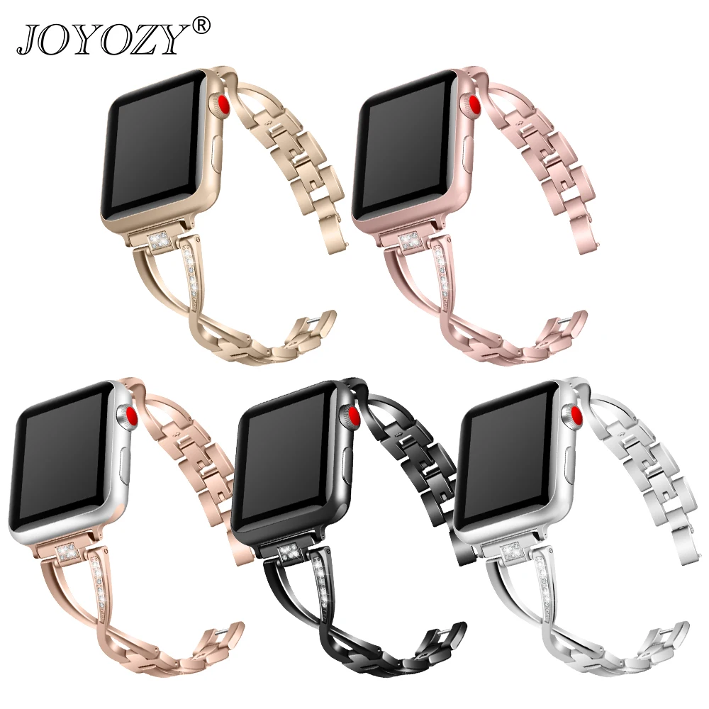 Joyozy бриллиантовый ремешок для часов Apple Watch 38/40/42 мм браслет iWatch из нержавеющей