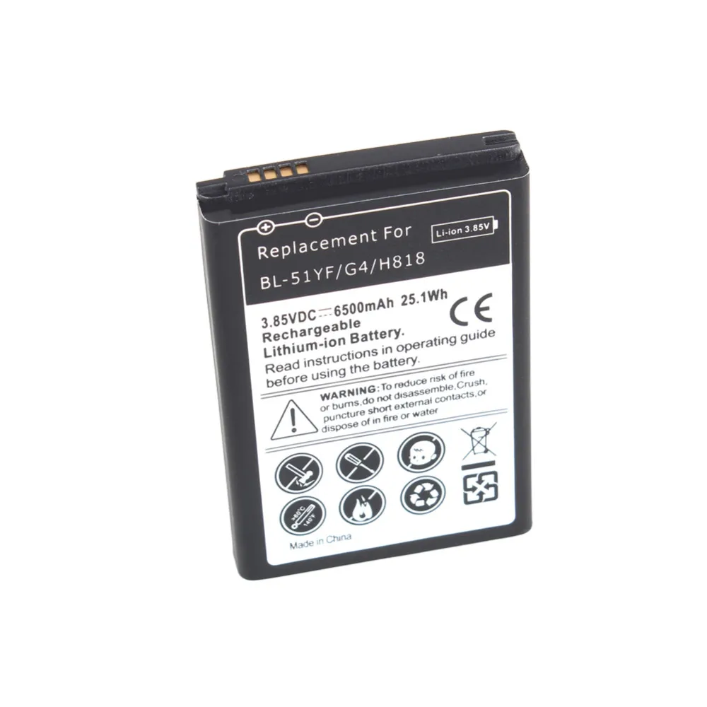 Запасная батарея высокой емкости 6500 мАч для LG G4 H818 BL-51Y+ черный чехол-накладка для LG G4 H818