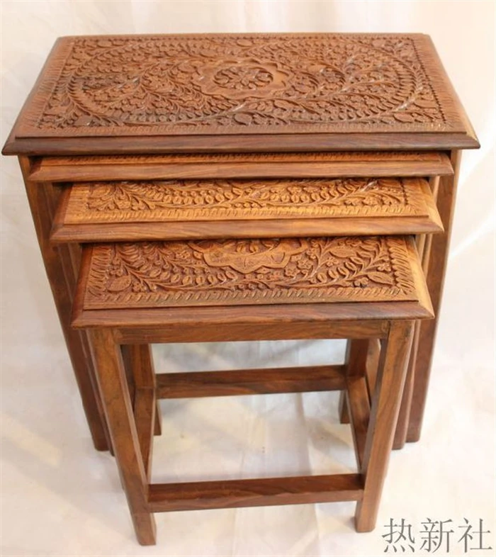 

Импортированный из Пакистана стол для резьбы по дереву под старину, чистый журнальный столик ручной работы, кофейный столик, табурет