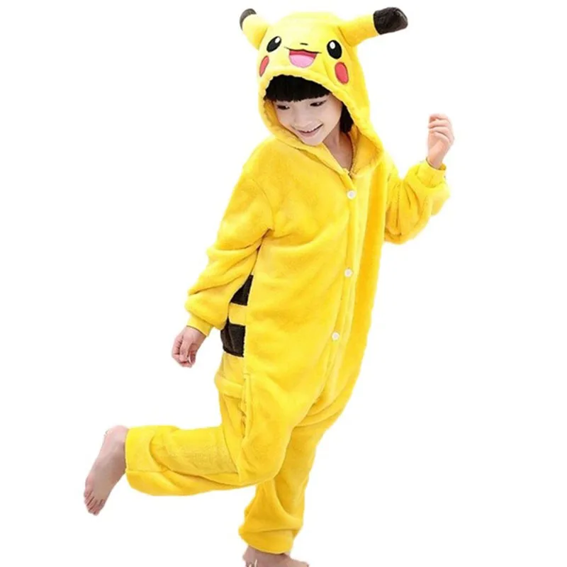 Flannel Animal Unicorn Children Boys Girls Pajamas Hooded Kids Sleepwear Cartoon Cosplay Onesies for 3 4 5 7 9 11 12 Years old