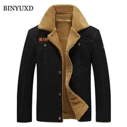 Binyuxd хлопковая джинсовая куртка Для мужчин куртка-бомбер Военная Униформа пиджаки мужской зимняя куртка тонкий толстый плюс Размеры 5xl