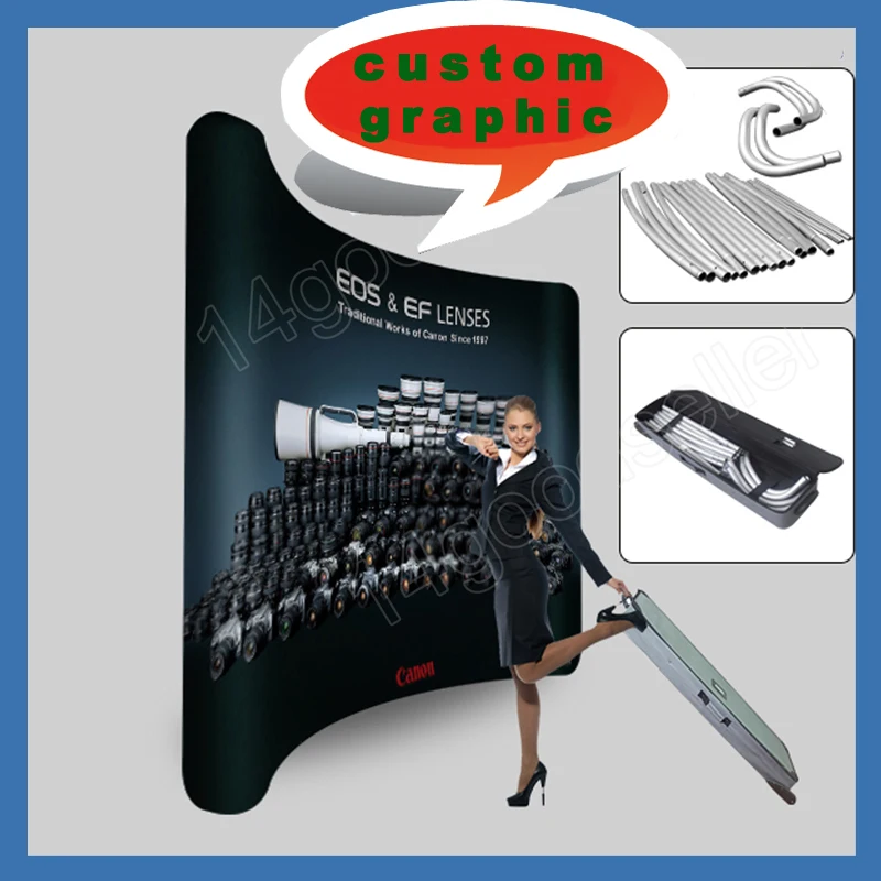 

10ft Curved tension fabrictrade show display booth exhibition pop up stand backdrop wall with custom graphic printing