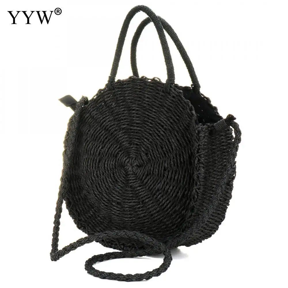القش النسيج حقيبة شاطئية التعميم حمل حقائب للنساء 2018 المرأة حقائب عارضة الإناث Crossbody أكياس ملابس علوية مميزة-مقبض حقيبة