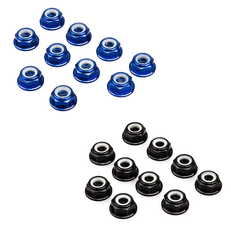 

M6 Aluminum Flange Lock Nut Black Blue 10pcs/bag