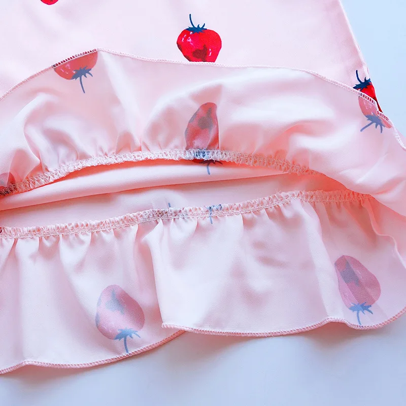 Детские пижамы летняя жилетка для девочек+ шорты для девочек Домашняя одежда комплект из 2 предметов, одежда для сна с принтом клубники Пижама принцессы для детей от 4 до 10 лет