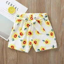 Лидер продаж; хлопковые шорты с цветочным принтом для маленьких мальчиков и девочек; штаны с бантом; цвет белый