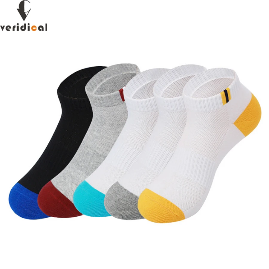 

VERIDICAL 5 pairs/lot cotton ankle socks men compression crew socks cheap boat socks harajuku white mens weed socks gifts men