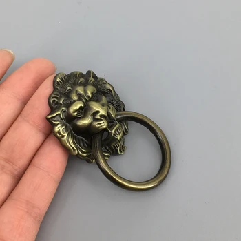 1xAntique Bronze Lion Head Drawer Ring Pull Kitchen Cabinet Dresser Knob Metal Pull Knobs for cabinets cupboards furniture doors