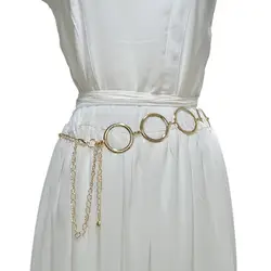 Новая мода металлическая круговая Талия цепь показывает тонкое украшение рубашка платье пояс, женские круглые металлические тонкий ремень