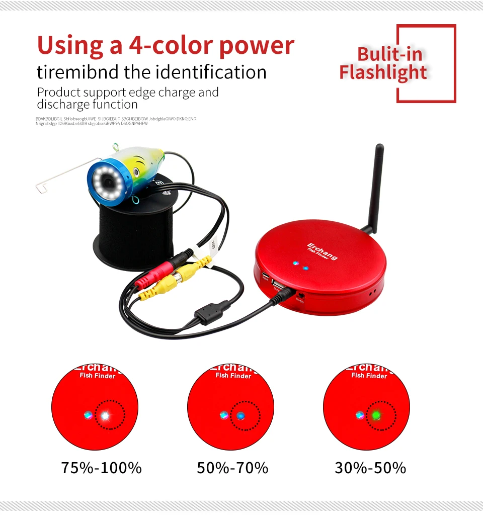 Erchang профессиональный подводный рыболокатор с сигнализацией 10000 мАч Аксессуары для рыбалки 8 шт. инфракрасный и белый светильник 15 м рыболокатор