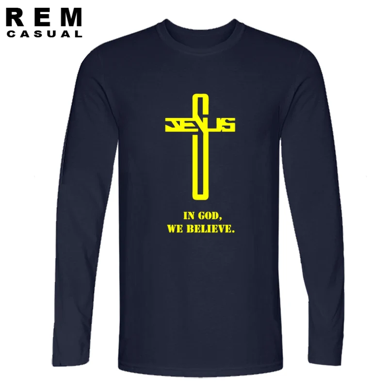 В Боге мы доверяем/верим футболка христианский крест вера Джерси футболка homme треники из хлопка blessed Иисуса с длинными рукавами t-Shit - Цвет: 10