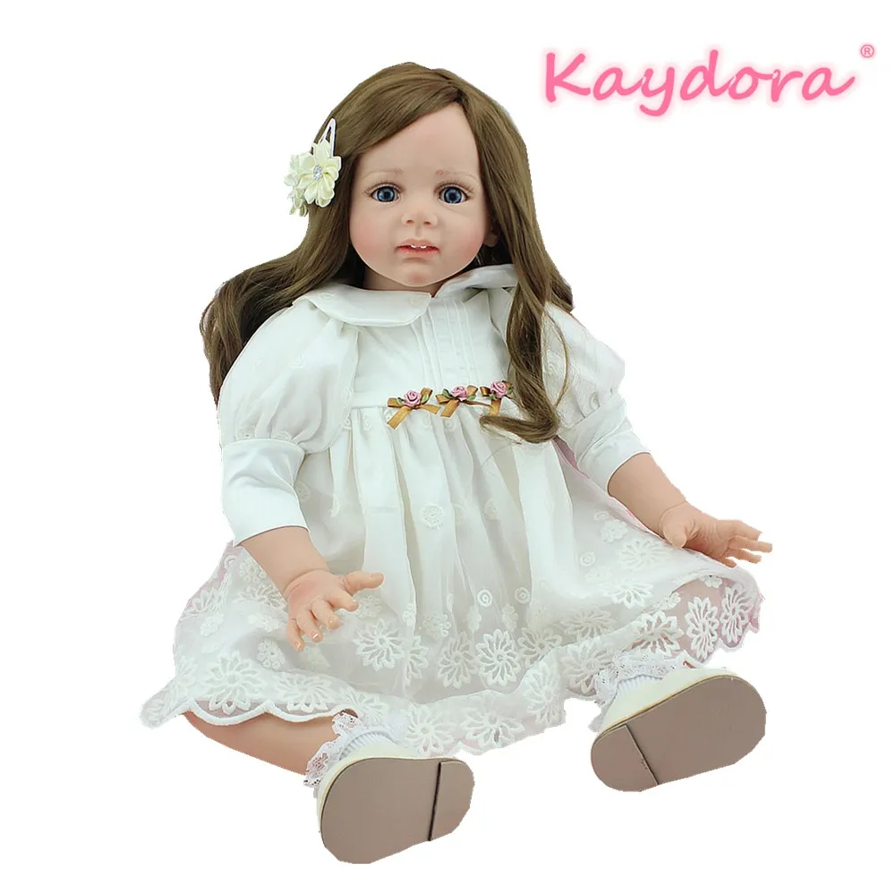 

Kaydora 24 inch Princess Doll long hair Baby Reborn Silicone lol Girl Toy white dress Baby Doll Gift Christmas Playmate