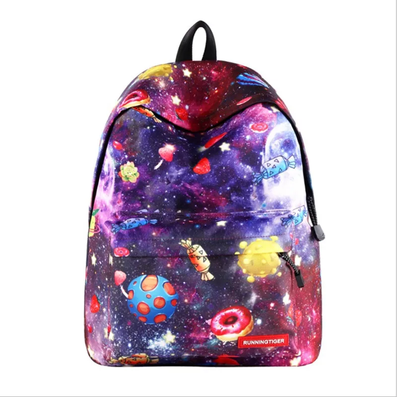 Best Starry sky Street Graffiti Canvas School Bag For Student Girl Cartoon Mochila Escolar Female Rucksack Schoolbag Women Backpack