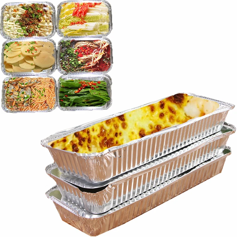 

Disposable Tinfoil Fast Food Box Anti-Oil Oven Pasta Salad Box Packing Tool French Fries Fried Food Tray Take Away Tin Box 10pcs