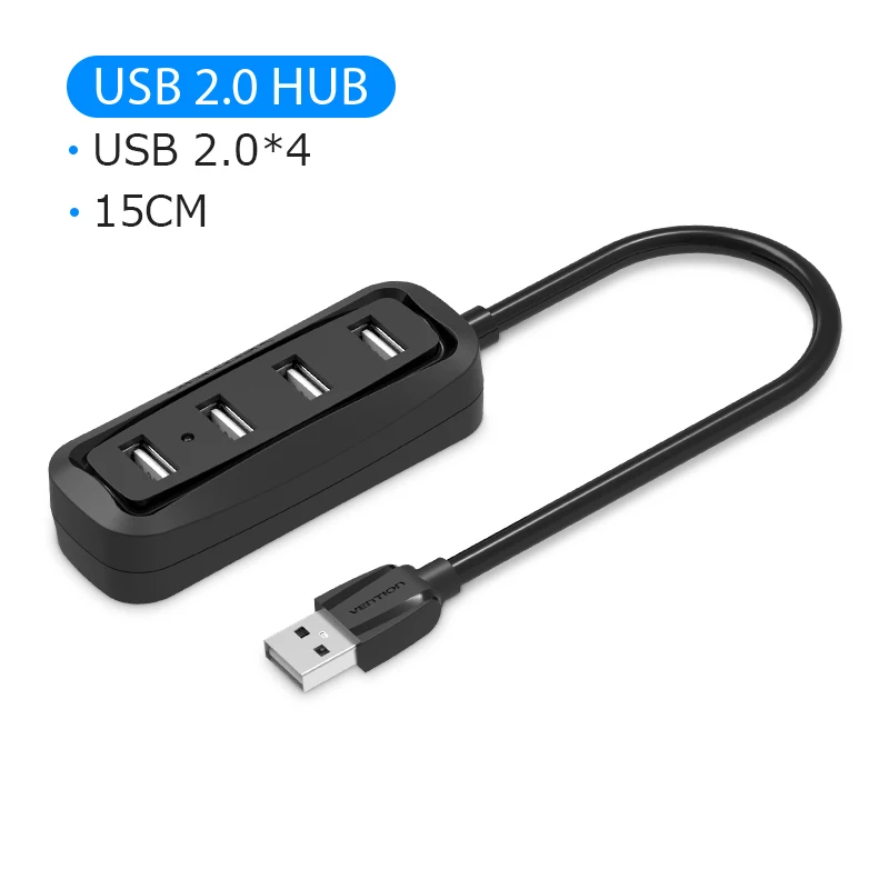 Vention usb-хаб высокоскоростной 4 порта USB 2,0 концентратор разветвитель портативный OTG концентратор USB для Apple Macbook Air ноутбук ПК планшет - Цвет: USB 2.0 HUB 0.15m