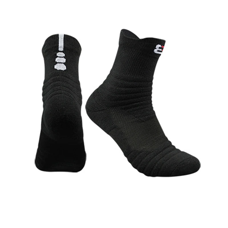 3 пары профессиональных мужчин мягкие дышащие спортивные полотенца Длинные носки Футбол Runing Fit носки женские растягивающиеся зимние теплые - Цвет: BLACK
