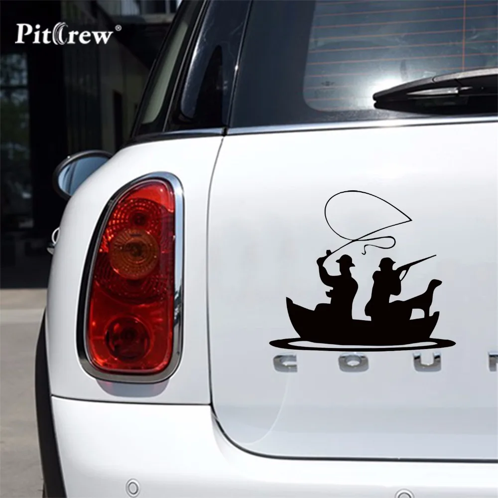 

1PC 15*11.3cm Hunting Fishing Car Stickers For Russian Personality Car Styling Vinyl Decal for Car Accessories Decoration