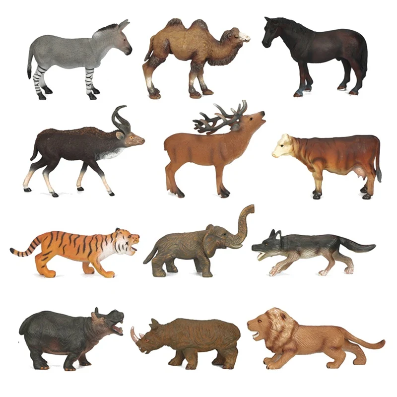

Original Genuine Wild Life Zoo Jungle Farm Animals Model Series Horse Tiger Rhinoceros Kids Educational Toy For Children Gift