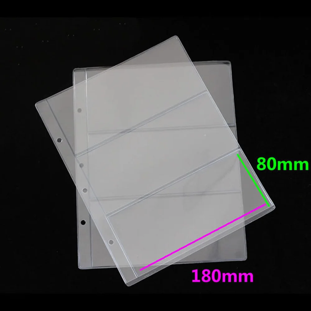 5Pcs Album Pages 3 Pockets Money Bill Note Currency Holder PVC