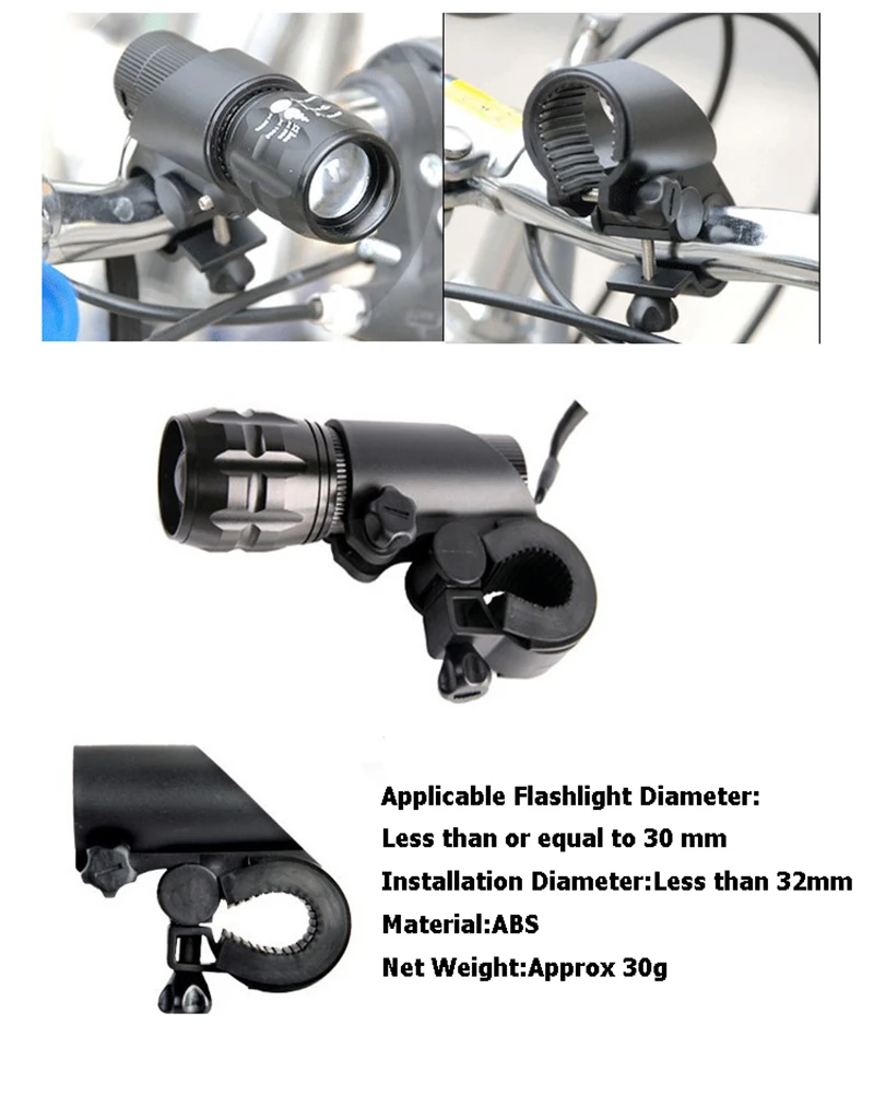 Bicycle Light Lamp Stand Holder Portable Cycling LED Flashlight Rotation Grip Bike Torch Clamp Mount Bracket Accessories SW0004 (1)
