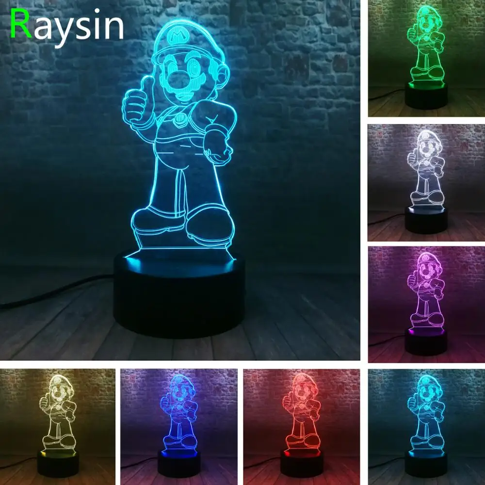 

Winner Mario Bros Figma Model 3D Night Light LED 7 Colors Changing Lamp Super Mario Anime Figure Toys Teen Kids Child Boys Gifts