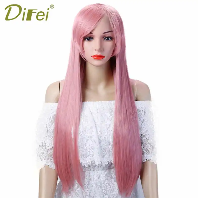 DIFEI-wig-Blond-Pink-Long-Straight-Synthetic-Hair-rich-colors-Cosplay-Wig-For-Women-Heat-Resistant