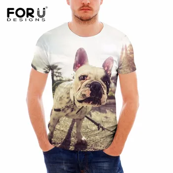 

FORUDESIGNS Cute French Bulldog Print Men T-shirt 3D Animal Dog Pattern Short Sleeve T Shirt Male O-neck Summer Tops Tee Shirts