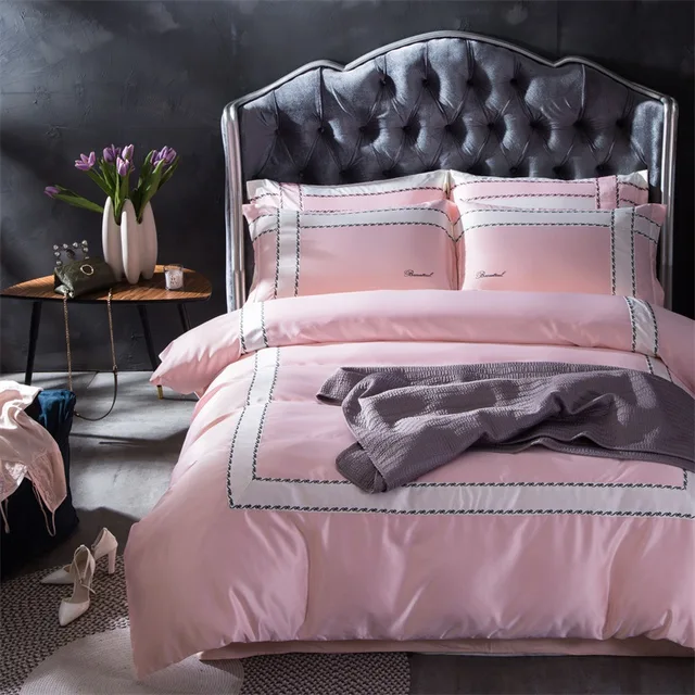 High end luxury 4pc bedding sets full queen king size duvet cover set Silk Cotton Pillowcase bed
