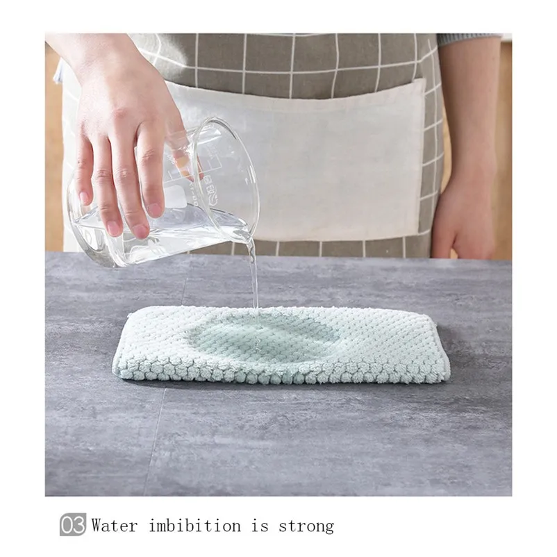 High quality Efficient Anti-grease Color Coral Velvet Dish Cloth Fiber Washing Towel Magic Kitchen Cleaning Wiping 5S12 (4)