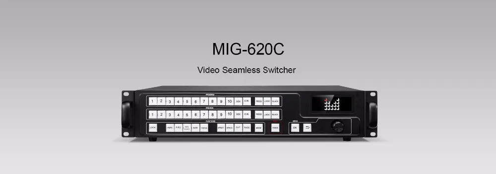 

MAGNIMAGE MIG-620C video seamless switcher 620c support 3 layers and 1 HD LOGO,matrix with 12 inputs and 2 outputs