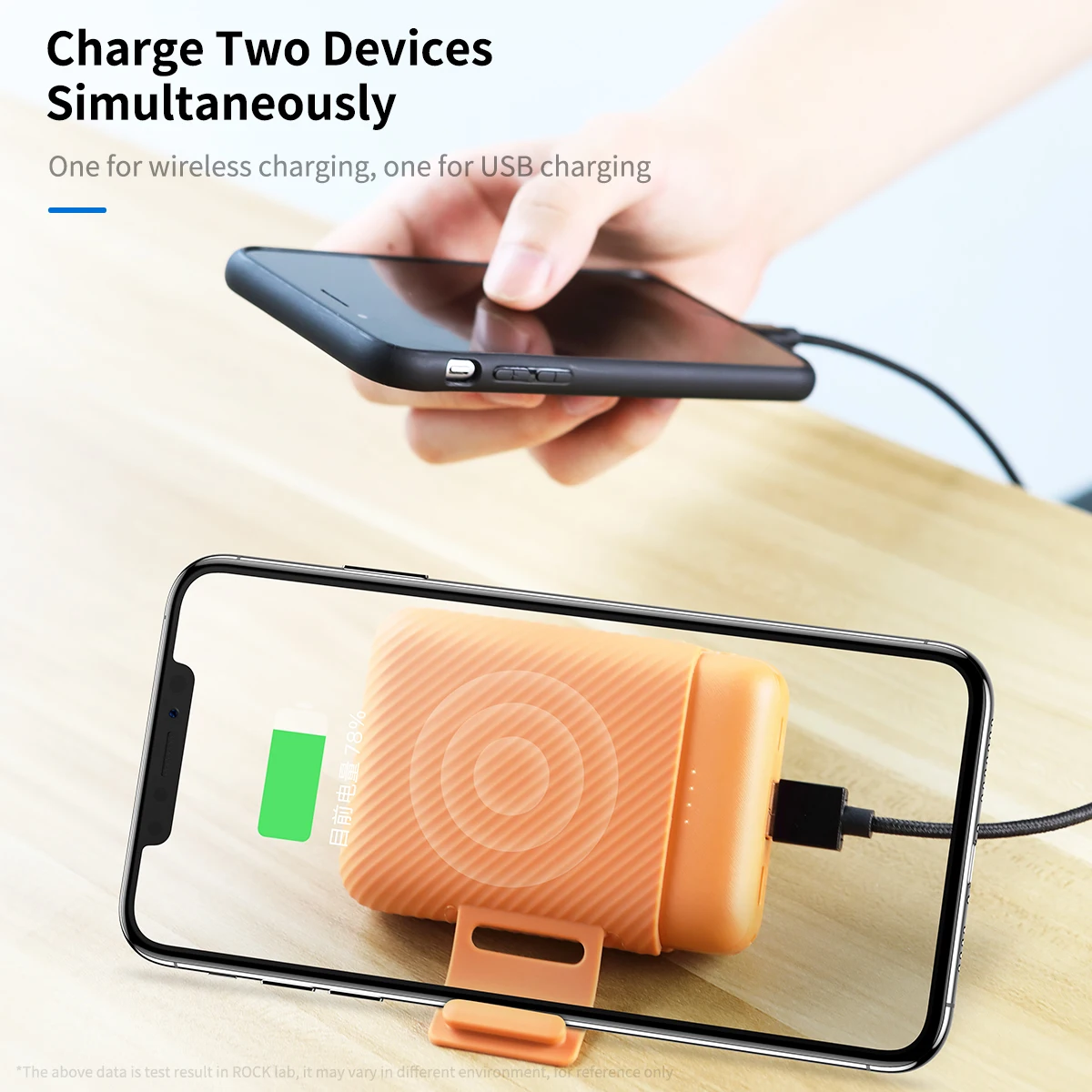  ROCK Portable Mini Size 10000mah Power Bank External Battery USB and Wireless Charging Powerbank Fo
