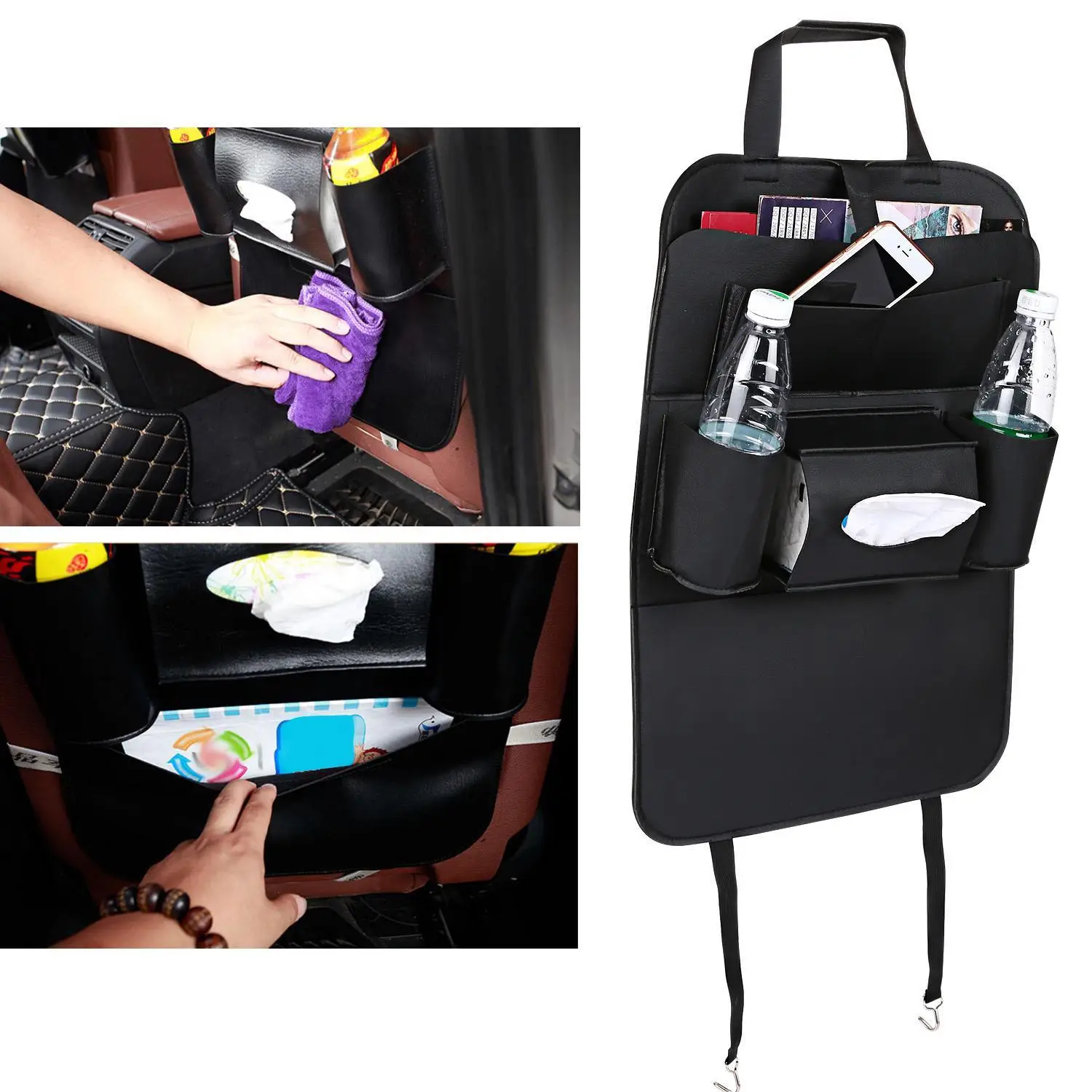 

Single New Side PU Leather Multi-function Car Seat Back Bag Organizer Storage