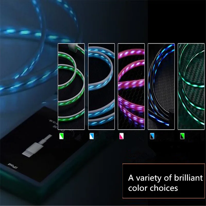 1 M LED مضيئة شحن كابل علامة هواوي الشرف ملاحظة 10 Xiaomi Mi8 ماكس 3 HTC المصغّر usb نوع C الهاتف المحمول شاحن تتدفق كابل