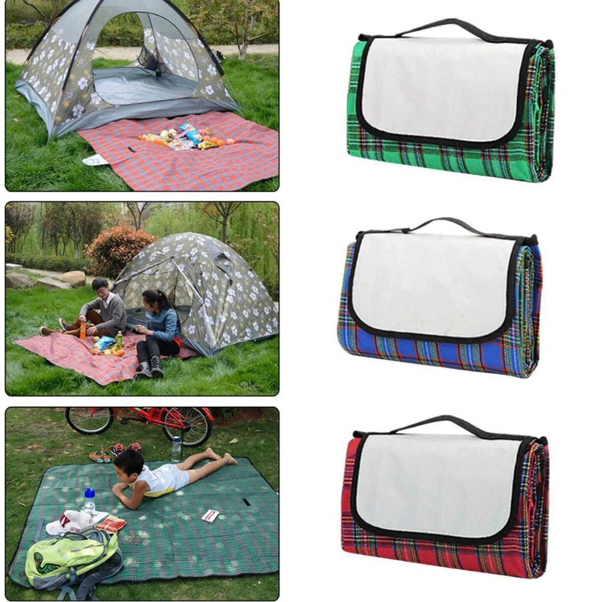 

Outdoor Beach Blanket Folding Camping Mat Picnic Multiplayer Waterproof Sleeping Camping Pad Mat Moisture Proof Plaid Blanket
