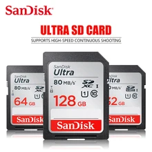 Карты памяти SanDisk Ultra SDHC/SDXC Class10 16 Гб оперативной памяти, 32 Гб встроенной памяти, 64 ГБ 128 Гб SD карты C10 UHS-I 80 МБ/с. читать Скорость для Камера видеокамера sdunc