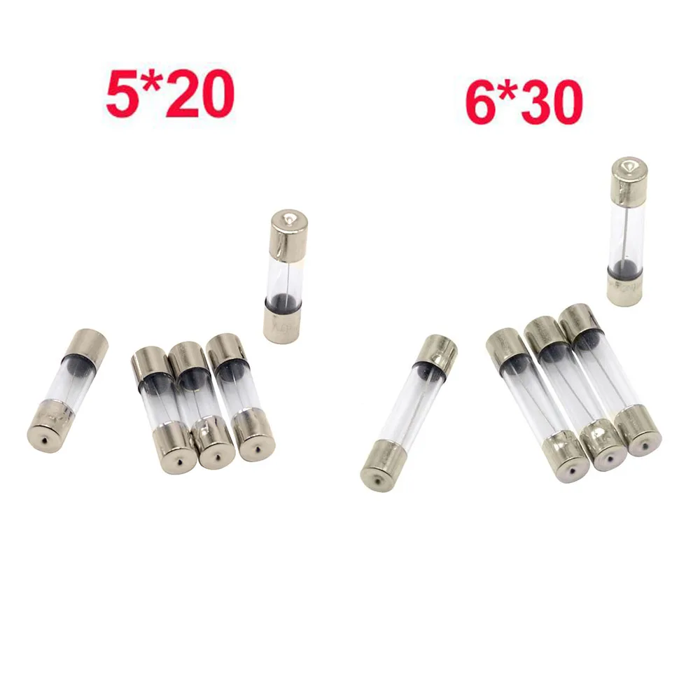 Стеклянные трубные предохранители Fast Blow 5x20 6x30 мм 250 в 0 5 1 2 3 4 6 8 10 15 20 25 30 A шт./лот
