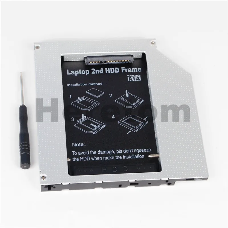 

Heretom Aluminum Universal 9.5mm PATA/ IDE to SATA 2nd HDD Caddy Hard Drive Tray for Laptop DVD CD-ROM Optibay
