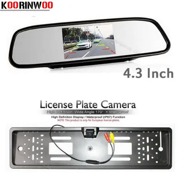 

Koorinwoo Parking vehicle 4.3 Colorful LCD Car Rear View Mirror Monitor TFT Screen With Auto Europe License Plate Frame Camera