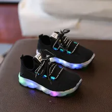 

2018 European Fashion Lace up unisex girls boys shoes all seasons kids sneakers LED lighting high quality children casual shoes