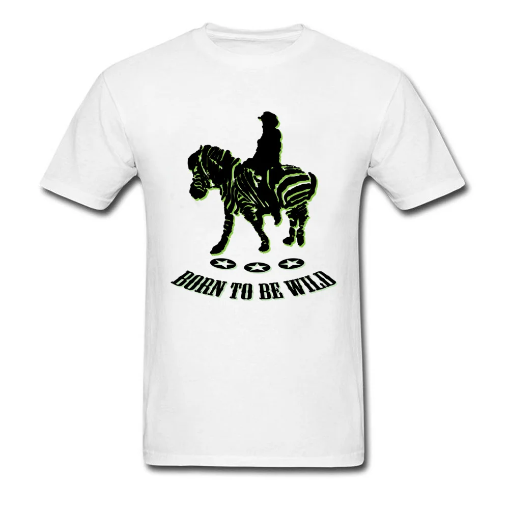 riding zebra Cotton Fabric Tops Shirts for Men Slim Fit T Shirts Crazy Plain Crewneck Tops Tees Short Sleeve Wholesale riding zebra white