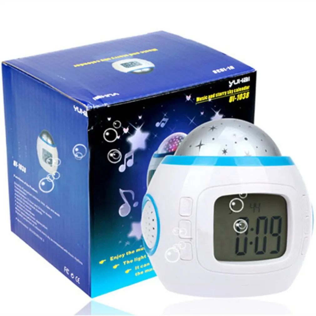 

Music Starry Sky Projection Clock Electronic Calendar Alarm Clock Colorful Projection Clock Creative Home Decoration