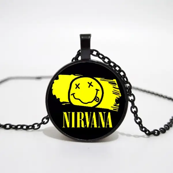 Rock Band Smile Nirvana Band Crystal Glass Pendant Necklace