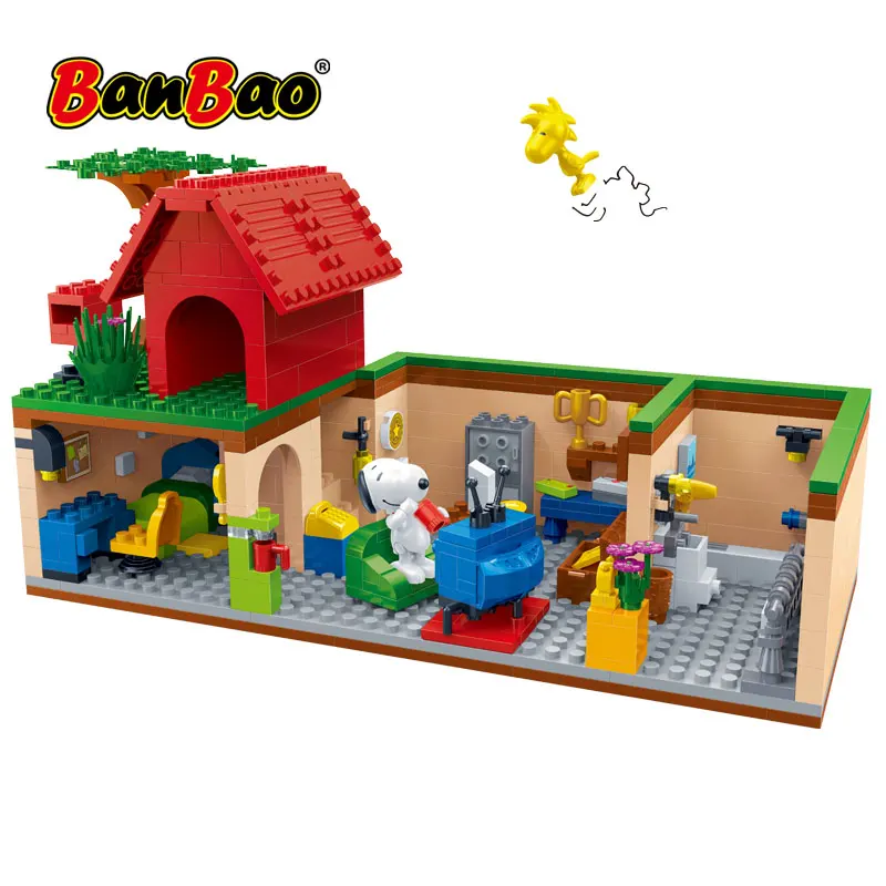 Banbao 7503 ホット Ip スヌーピーピーナッツ Housewith 地下スペースモデル子供の教育のプラスチックビルディングブロックのおもちゃ Blocks Aliexpress