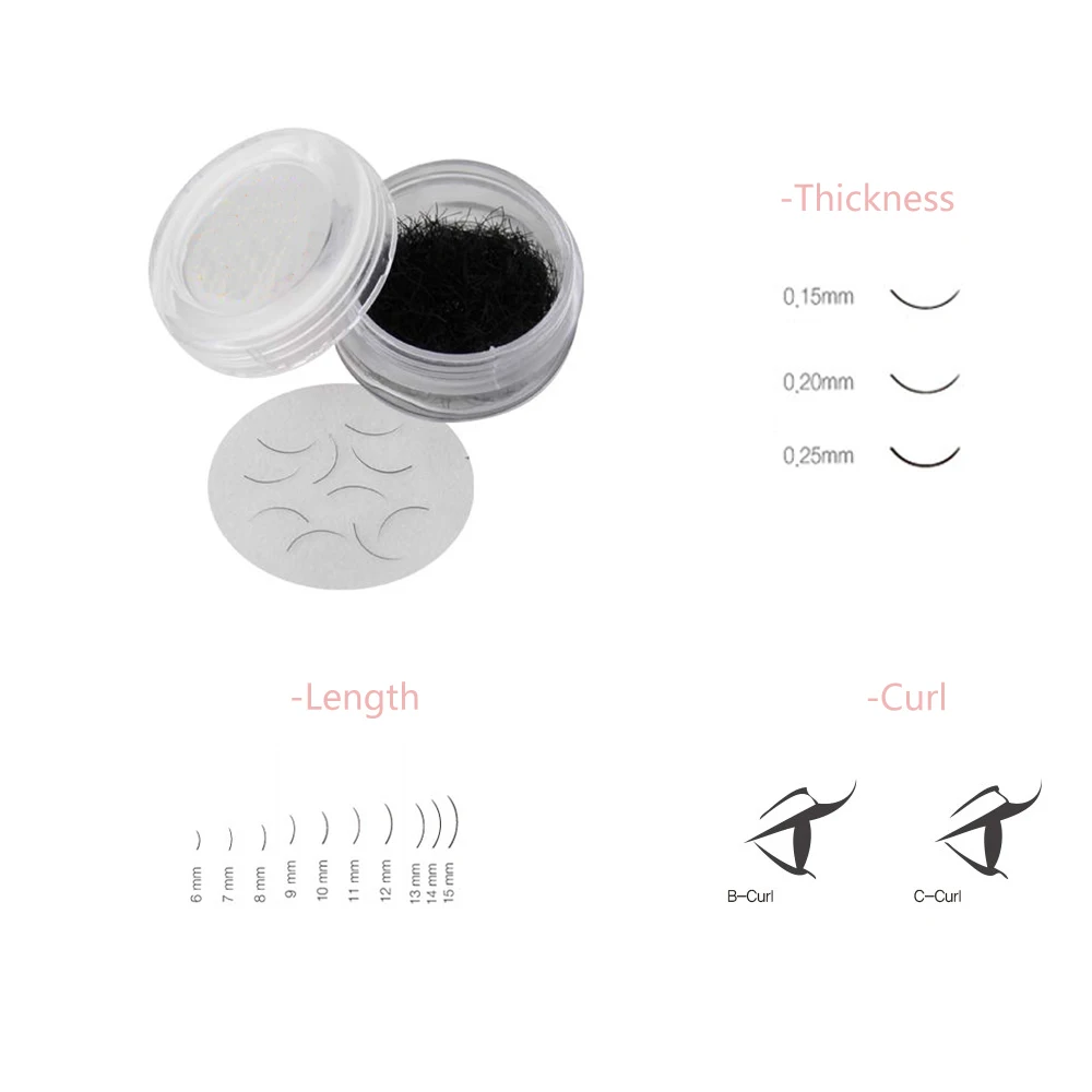 Silk Black Individual False Eyelashes Extension Hair Loose Bulk Fake Eyelash C curl 0.15/0.20/0.25mm Thickness 6mm-14mm