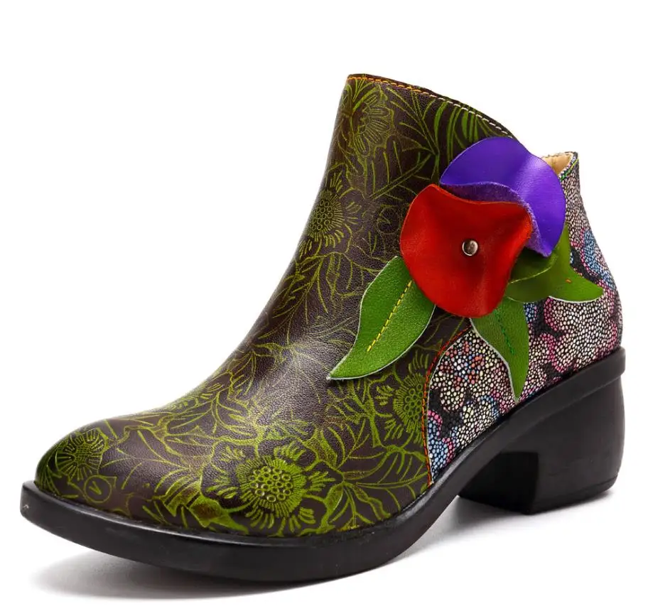 

Autumn and winter European and American fashion ethnic retro stitching comfortable women's boots